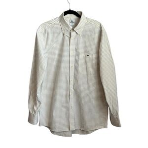 Lacoste Men's Cream Checkered Button Down Dress Shirt Size 42